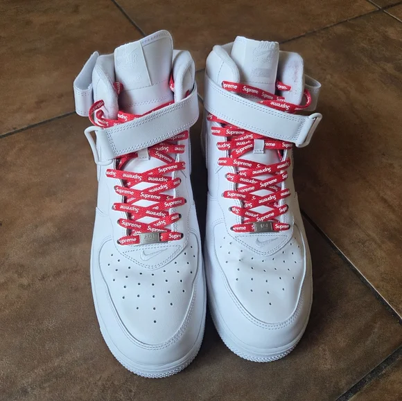 Supreme × Nike Air Force 1 Mid SP White FZ8784 100 Size 13 - Picture 4 of 7